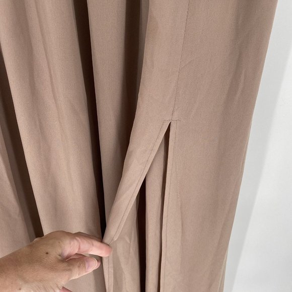 Lulus dress women’s medium M tan heavenly hues formal dance homecoming low v - Picture 3 of 9